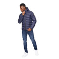 Navy - Side - Crosshatch Mens Gattering Jacket