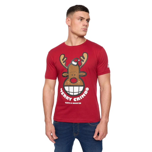 Blood Red - Front - Xplicit Mens Rednose Christmas T-Shirt