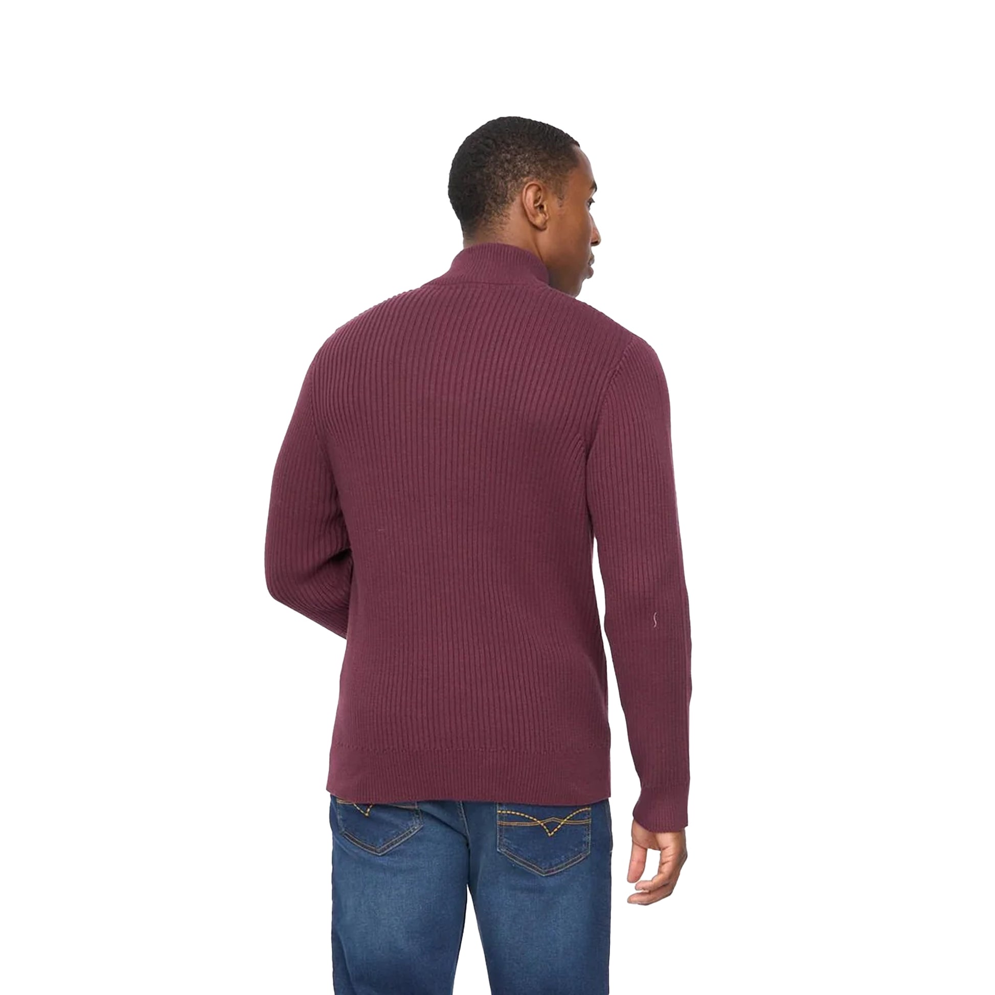 Raisin - Back - Crosshatch Mens Wellburys Chunky Knit Jumper