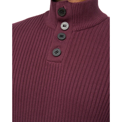 Raisin - Side - Crosshatch Mens Wellburys Chunky Knit Jumper