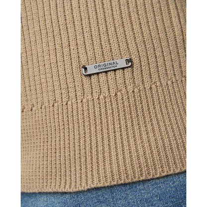 Taupe - Lifestyle - Crosshatch Mens Wellburys Chunky Knit Jumper