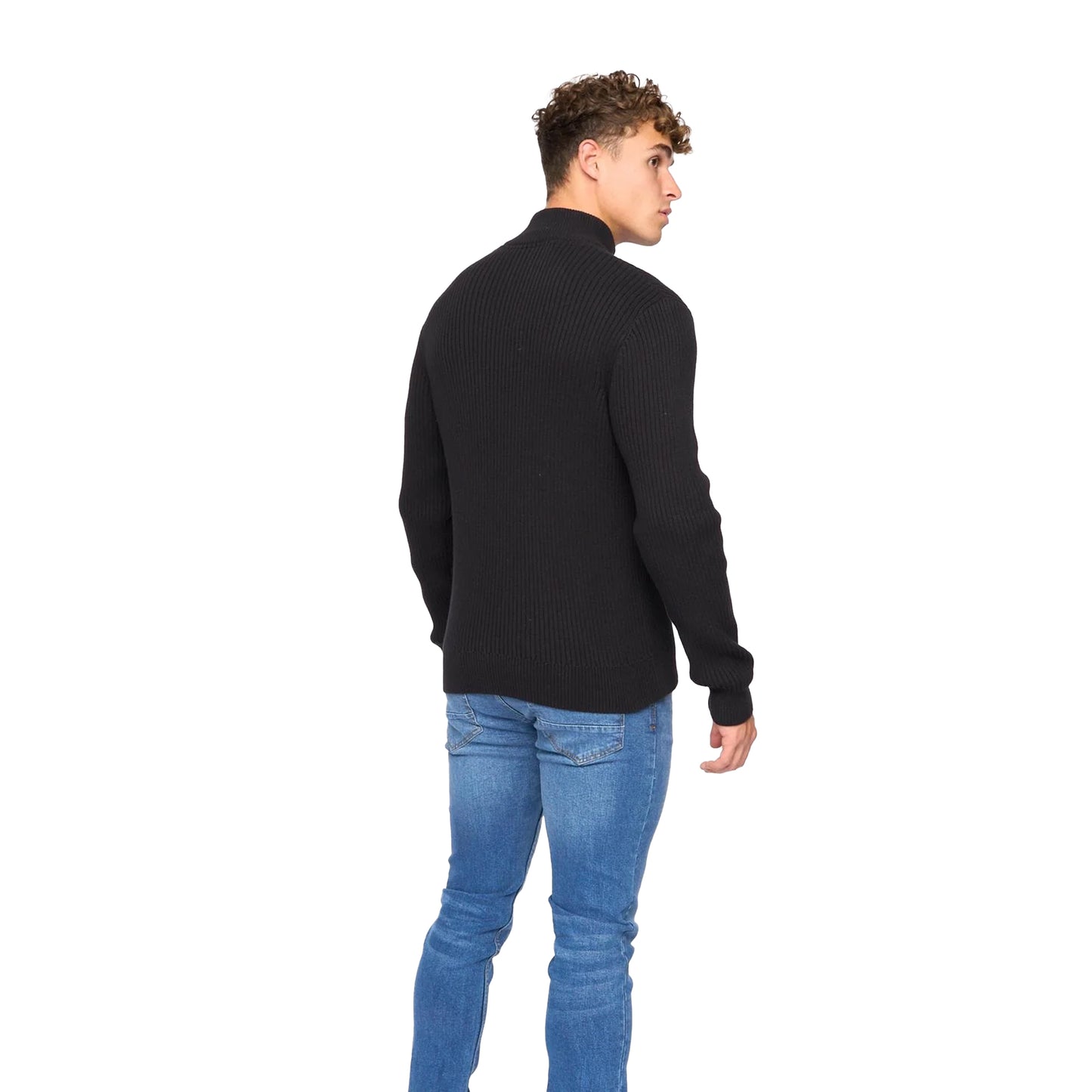Black - Back - Crosshatch Mens Wellburys Chunky Knit Jumper