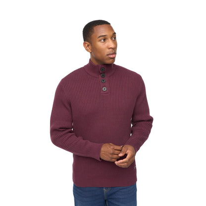 Raisin - Front - Crosshatch Mens Wellburys Chunky Knit Jumper