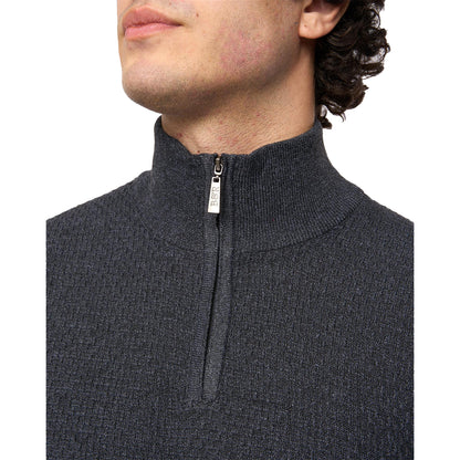 Black Marl - Side - Bewley & Ritch Mens Seymour Knitted Funnel Neck Pullover