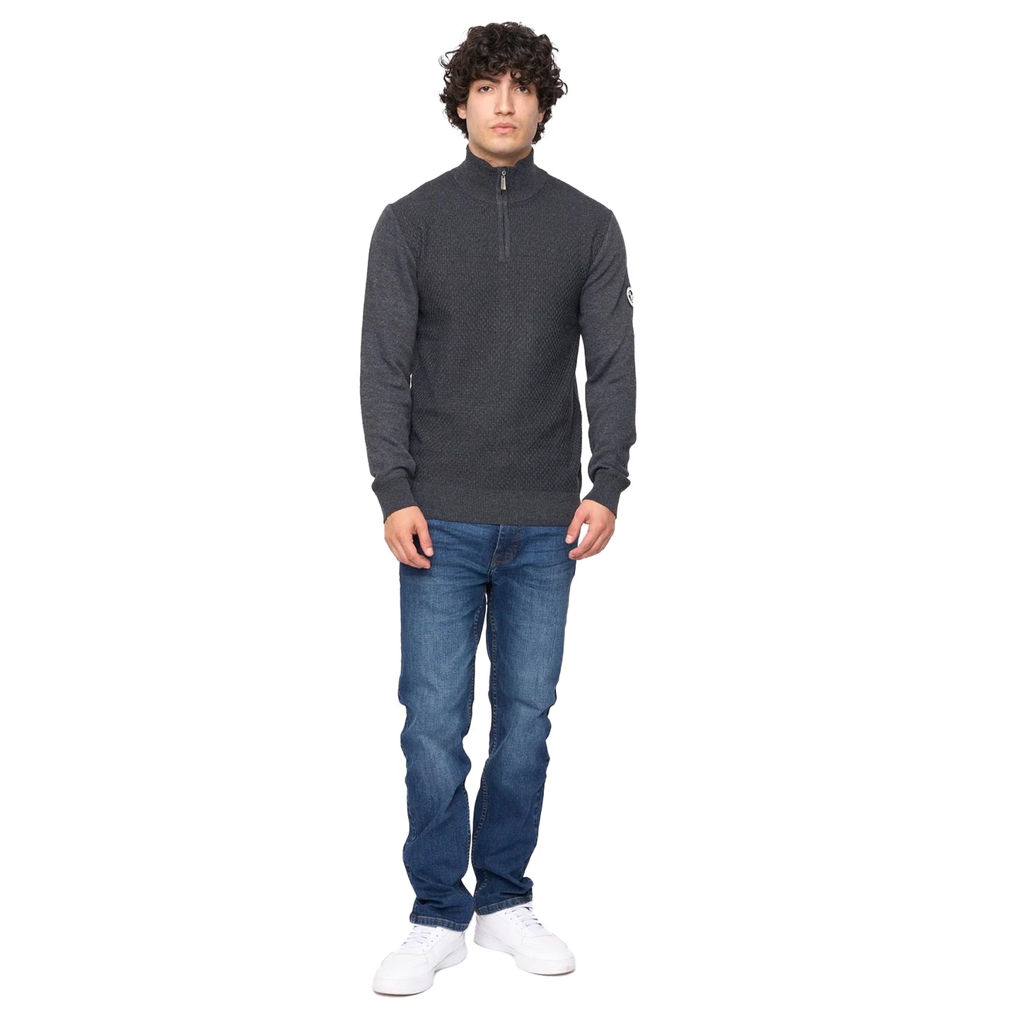 Black Marl - Lifestyle - Bewley & Ritch Mens Seymour Knitted Funnel Neck Pullover
