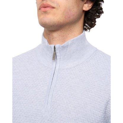 Light Grey Marl - Side - Bewley & Ritch Mens Seymour Knitted Funnel Neck Pullover