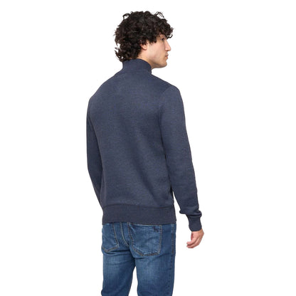 Navy Marl - Back - Bewley & Ritch Mens Seymour Knitted Funnel Neck Pullover