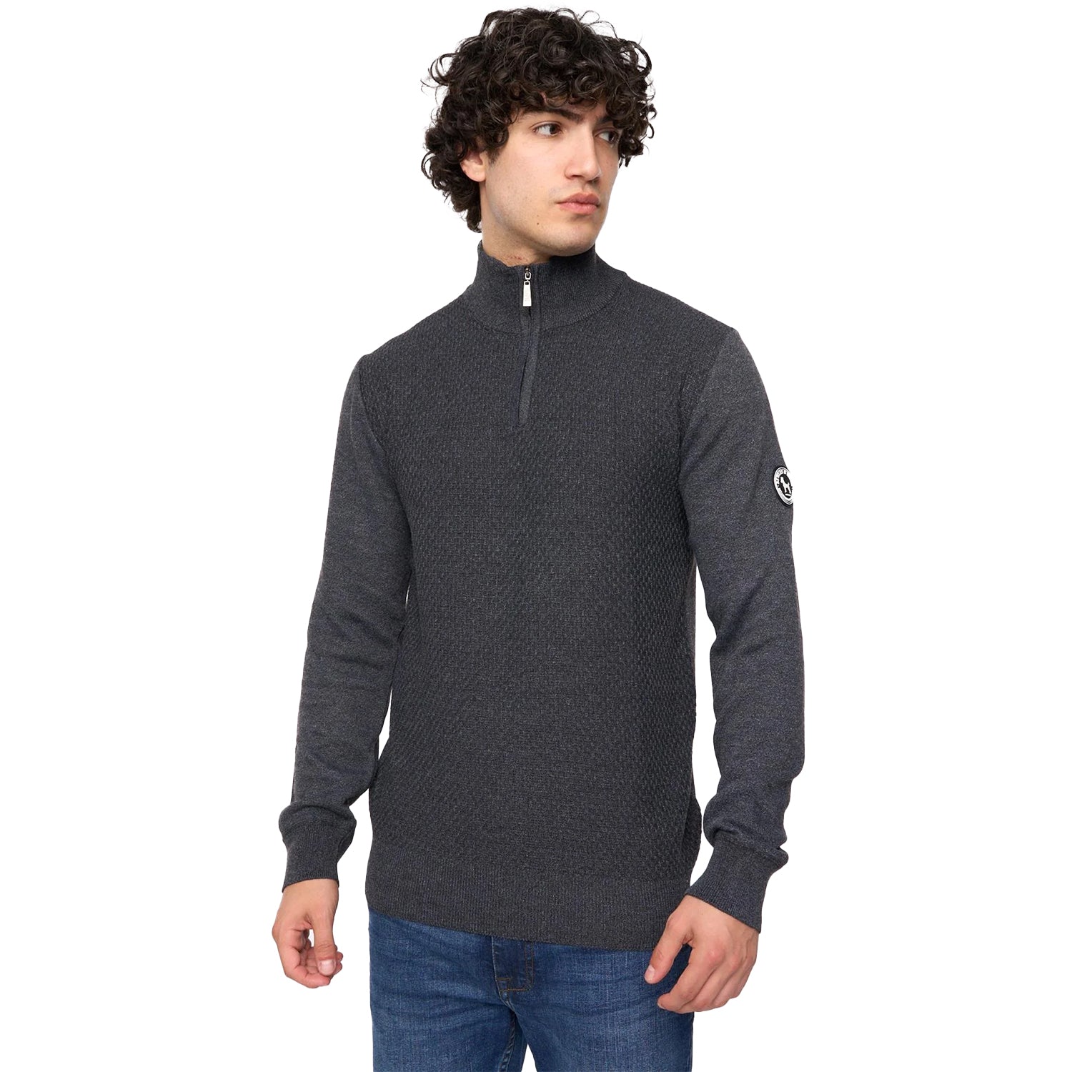 Black Marl - Front - Bewley & Ritch Mens Seymour Knitted Funnel Neck Pullover