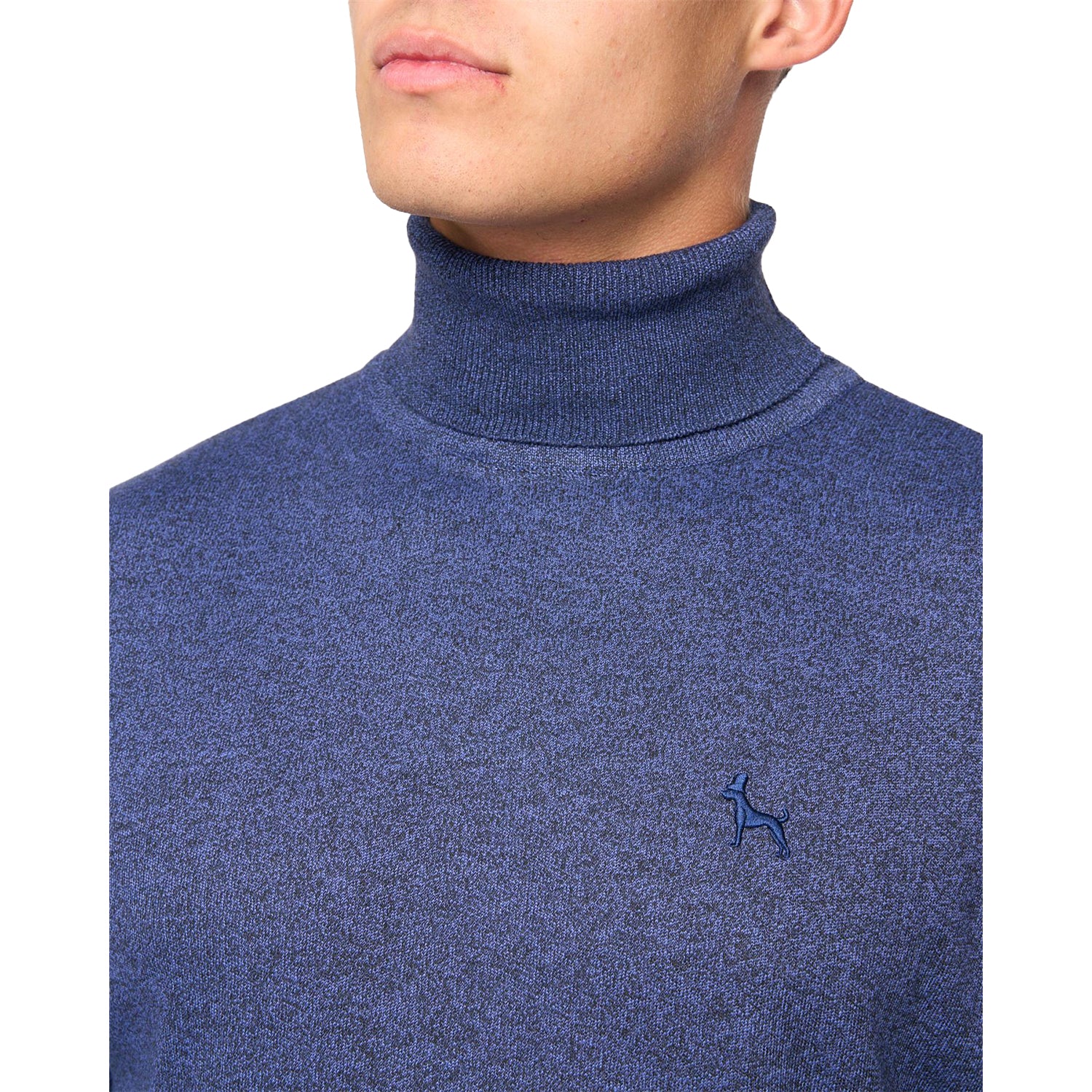 Denim Marl - Side - Bewley & Ritch Mens Cliveden Knitted Turtle Neck Pullover