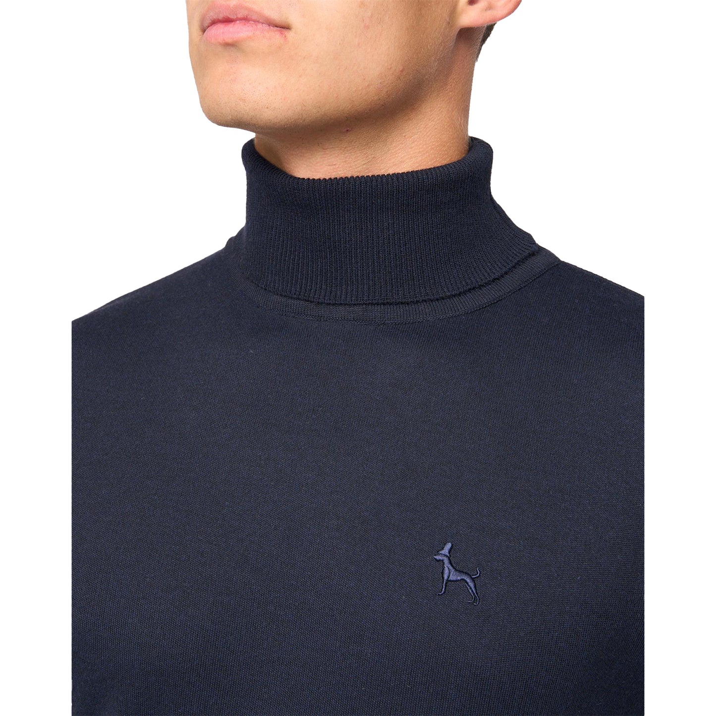 Navy - Side - Bewley & Ritch Mens Cliveden Knitted Turtle Neck Pullover