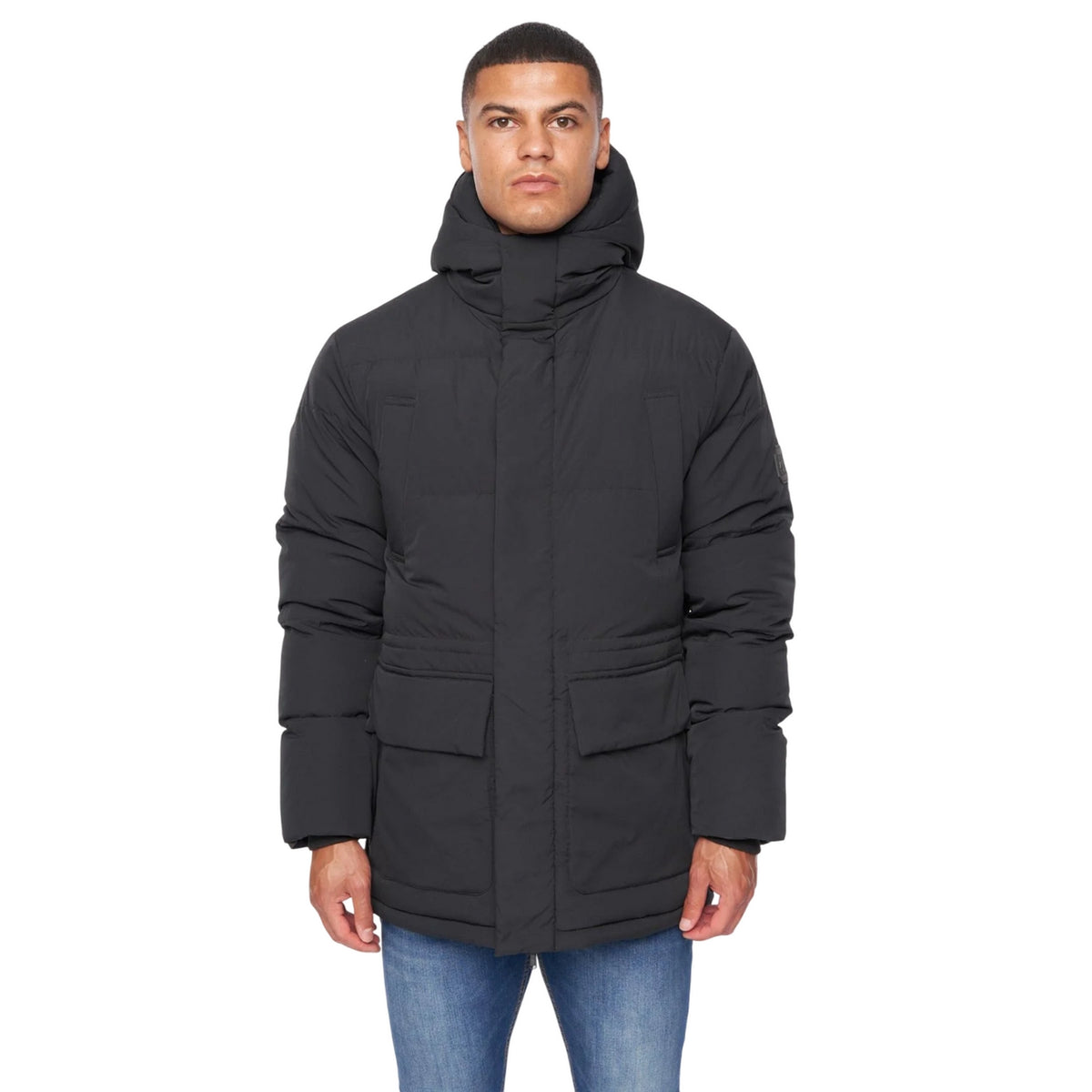 Black - Front - Duck and Cover Mens Fletchley Puffer Jacket
