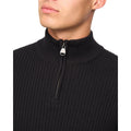 Black - Side - Crosshatch Mens Havaline Knitted Quarter Zip Pullover
