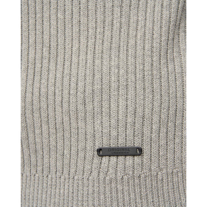 Grey Marl - Lifestyle - Crosshatch Mens Havaline Knitted Quarter Zip Pullover