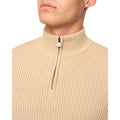 Wheat - Side - Crosshatch Mens Havaline Knitted Quarter Zip Pullover
