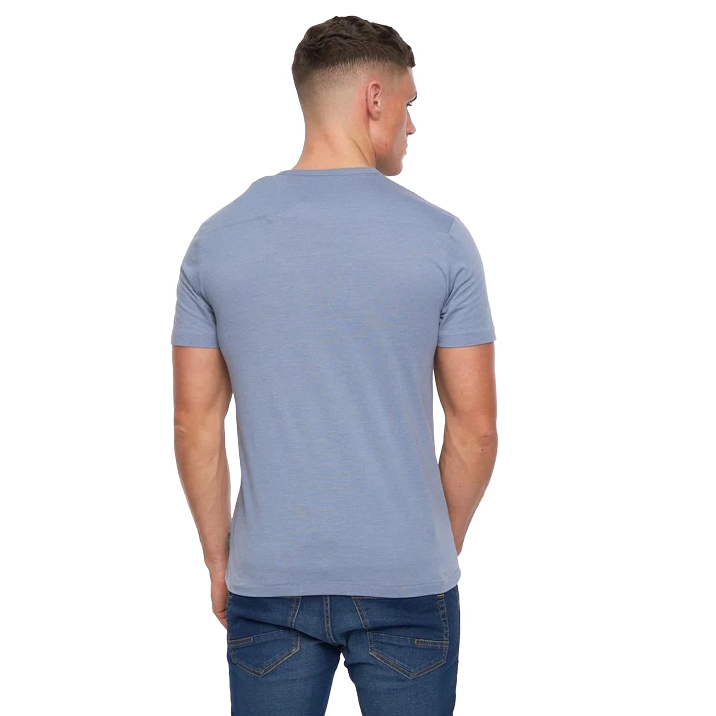 Light Blue Melange - Back - FCUK Mens Stack T-Shirt