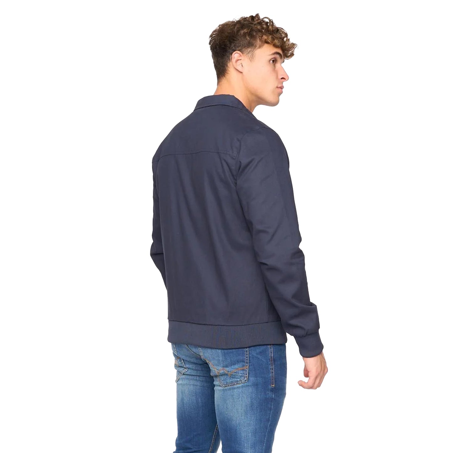 Navy - Back - Bewley & Ritch Mens Dartmoore Twill Harrington Jacket