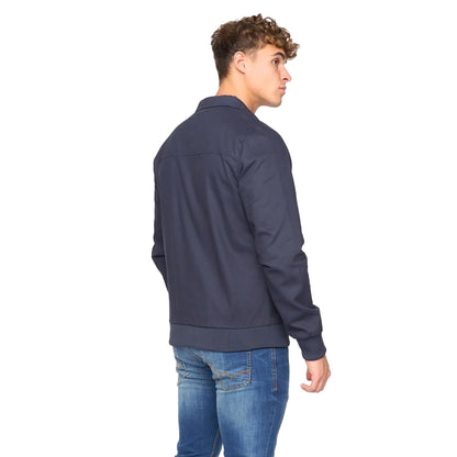 Navy - Back - Bewley & Ritch Mens Dartmoore Twill Harrington Jacket