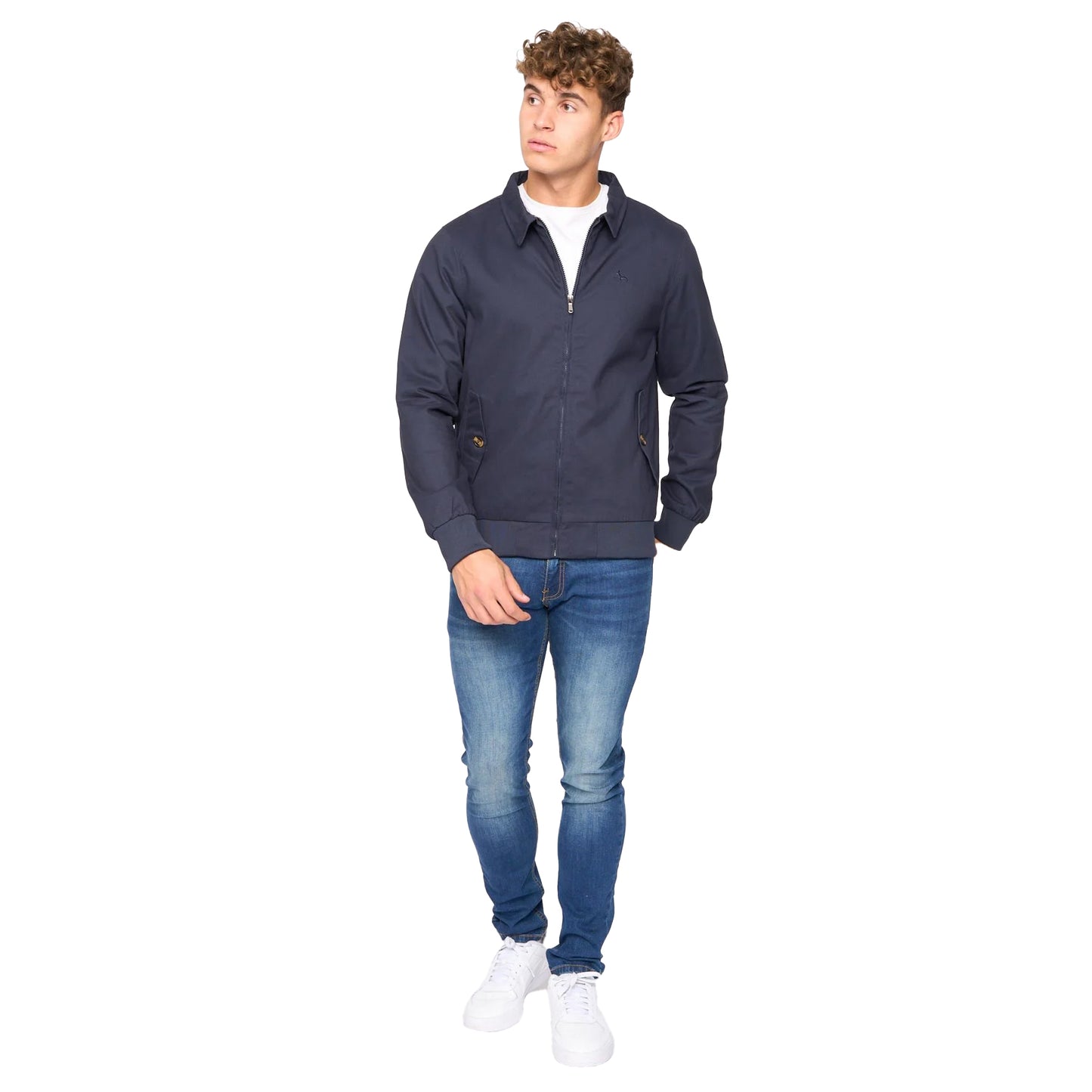 Navy - Side - Bewley & Ritch Mens Dartmoore Twill Harrington Jacket