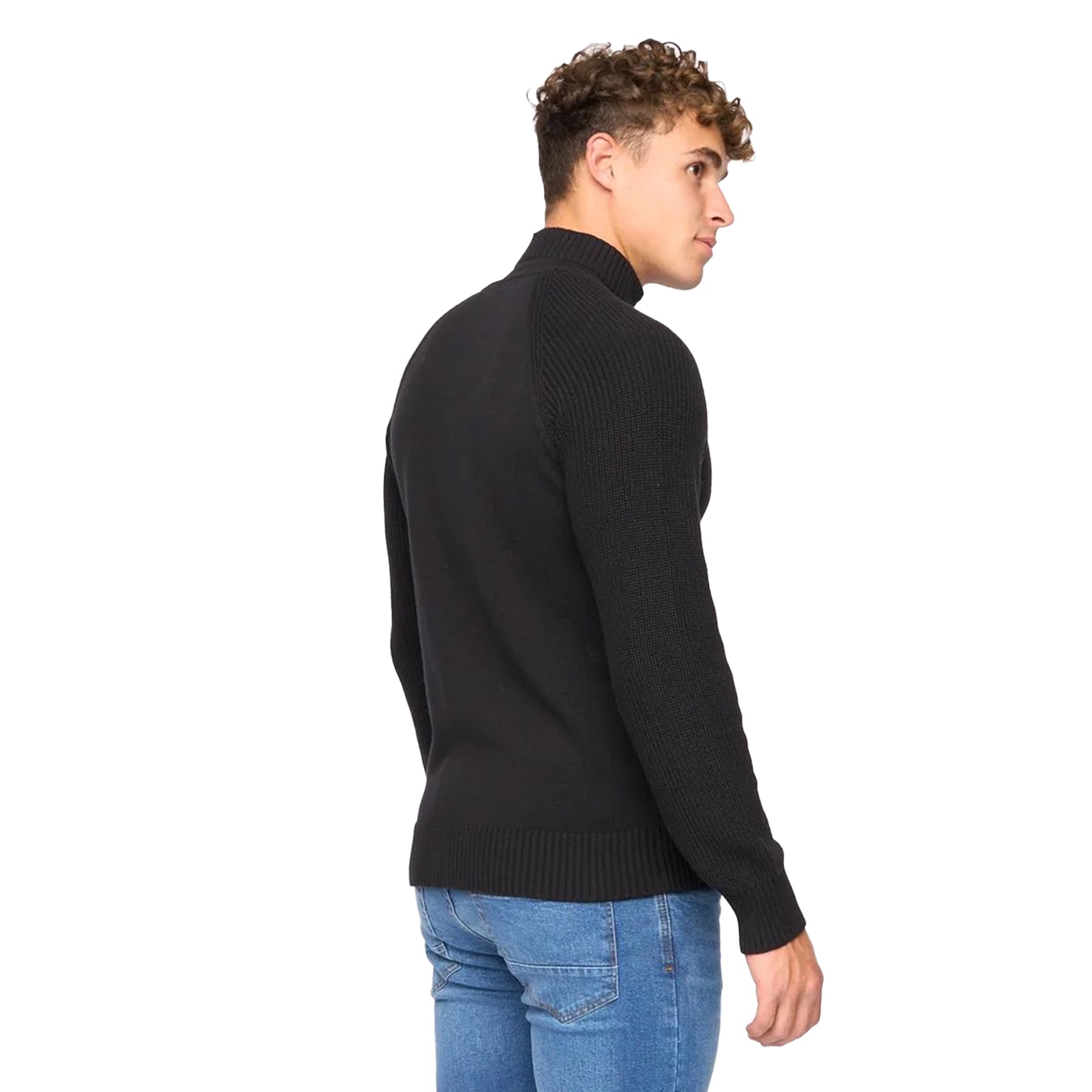 Black - Back - Crosshatch Mens Birchin Knitted Full Zip Jumper