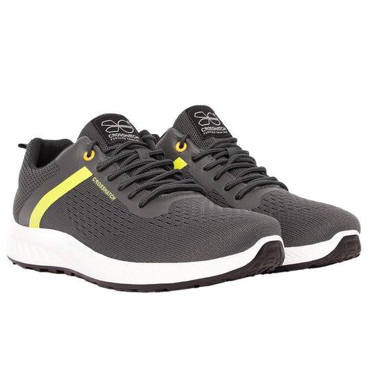 Grey - Front - Crosshatch Mens Kamran Trainers