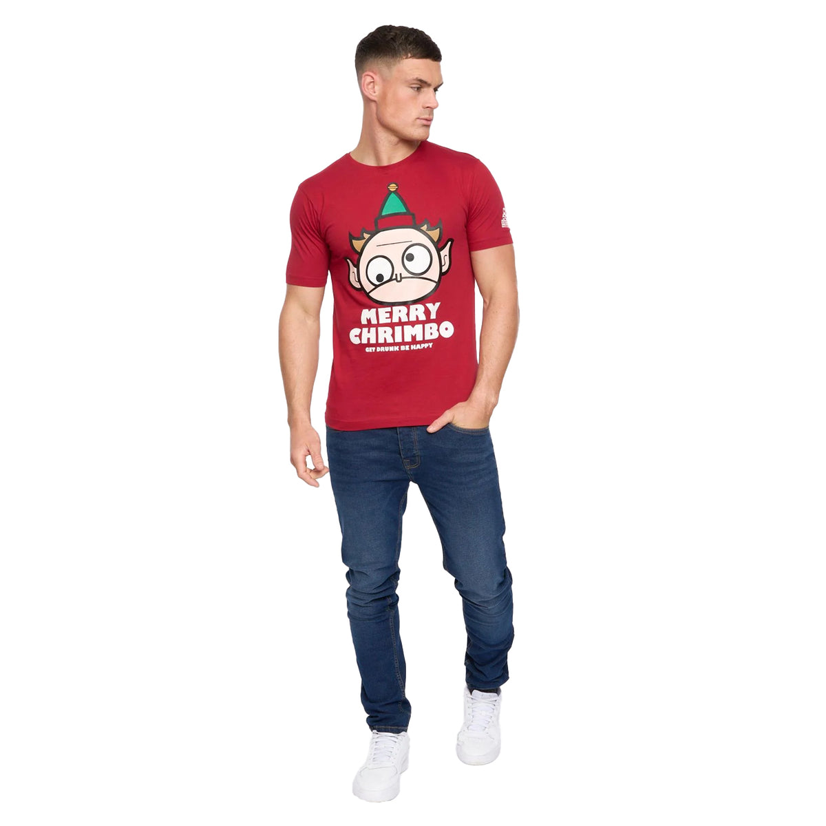 Blood Red - Side - Xplicit Mens Drunk Elf Christmas T-Shirt