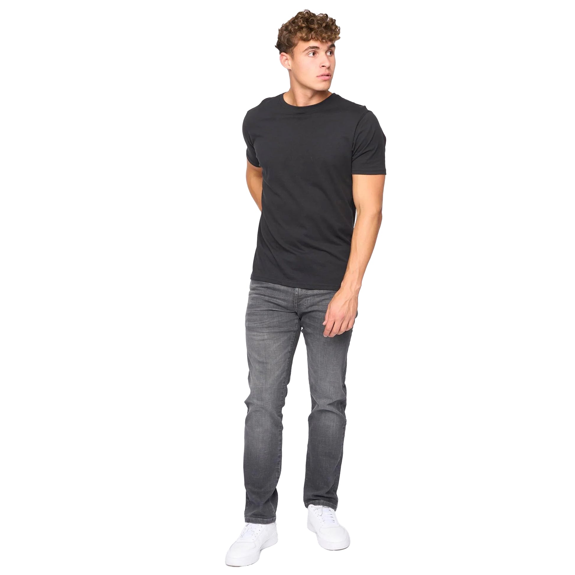 Grey - Side - Bewley & Ritch Mens Newbury Straight Washed Jeans