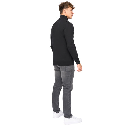Black - Back - Bewley & Ritch Mens Kempsford Knitted Funnel Neck Jumper