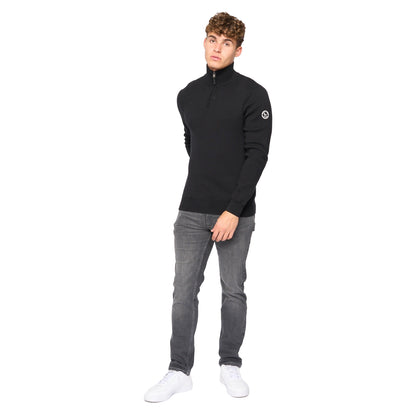 Black - Side - Bewley & Ritch Mens Kempsford Knitted Funnel Neck Jumper