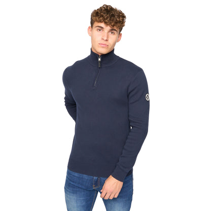 Navy - Front - Bewley & Ritch Mens Kempsford Knitted Funnel Neck Jumper