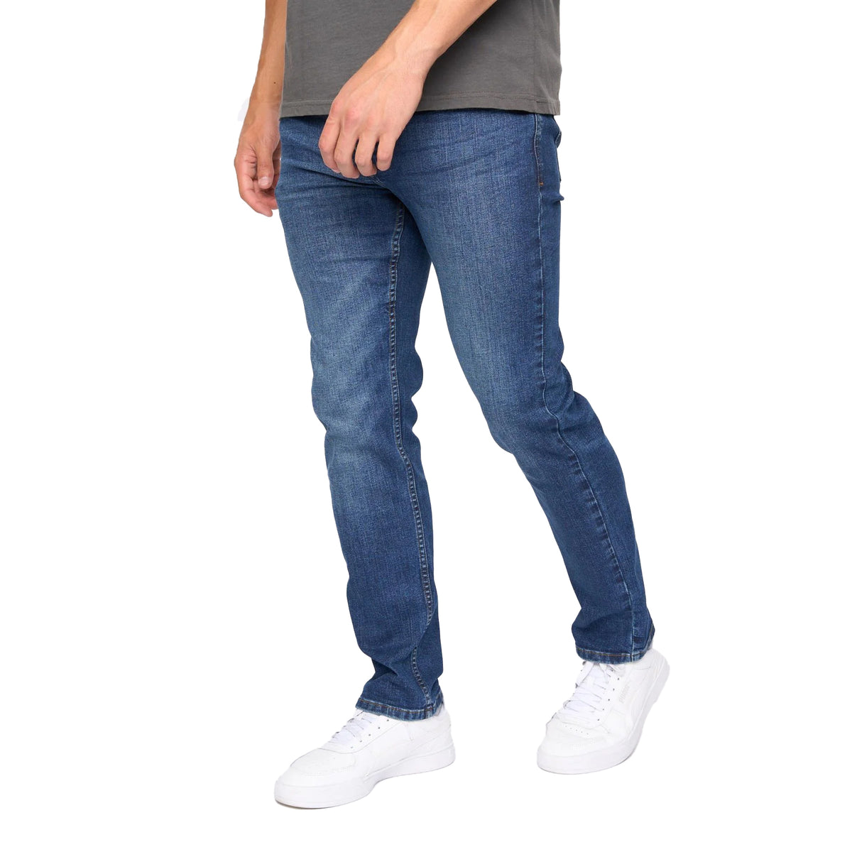 Dark Wash - Side - Bewley & Ritch Mens Abingdon Mid Wash Slim Jeans