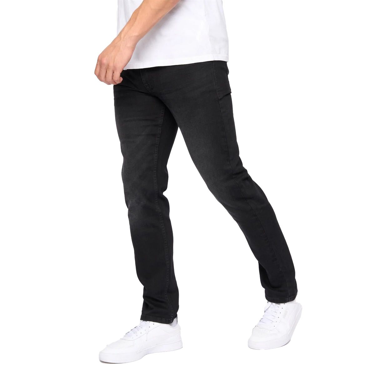 Black - Side - Bewley & Ritch Mens Abingdon Mid Wash Slim Jeans