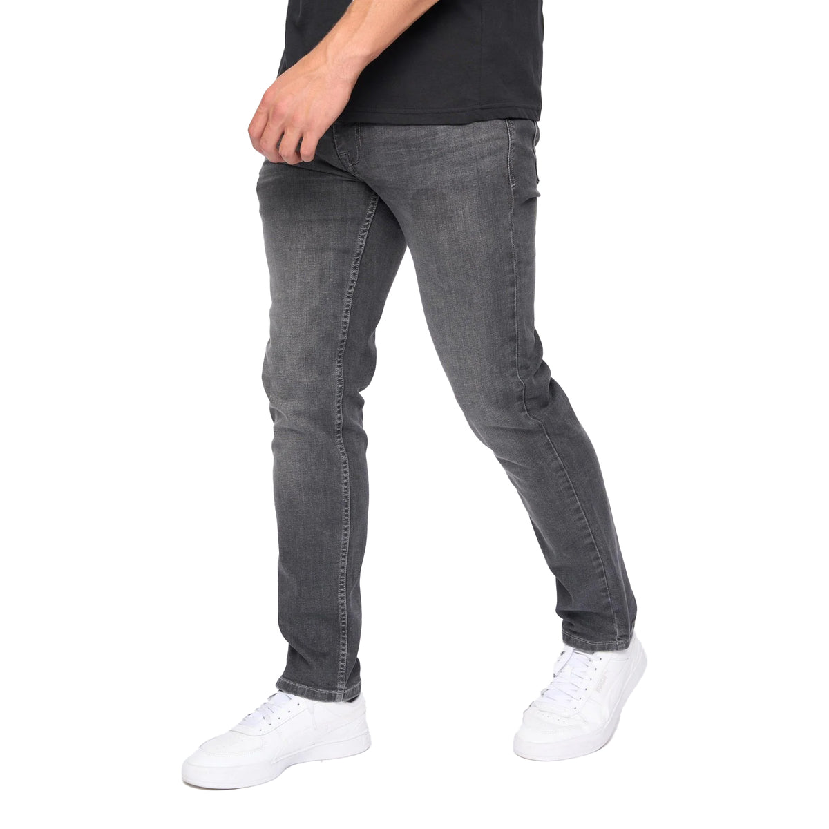Grey - Front - Bewley & Ritch Mens Abingdon Mid Wash Slim Jeans