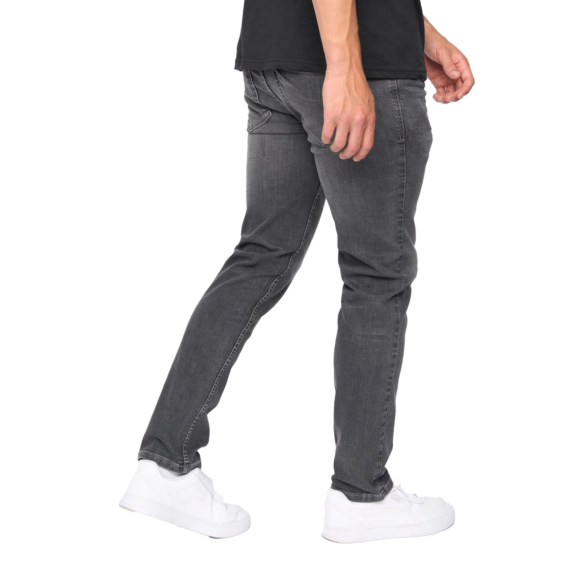 Grey - Back - Bewley & Ritch Mens Abingdon Mid Wash Slim Jeans