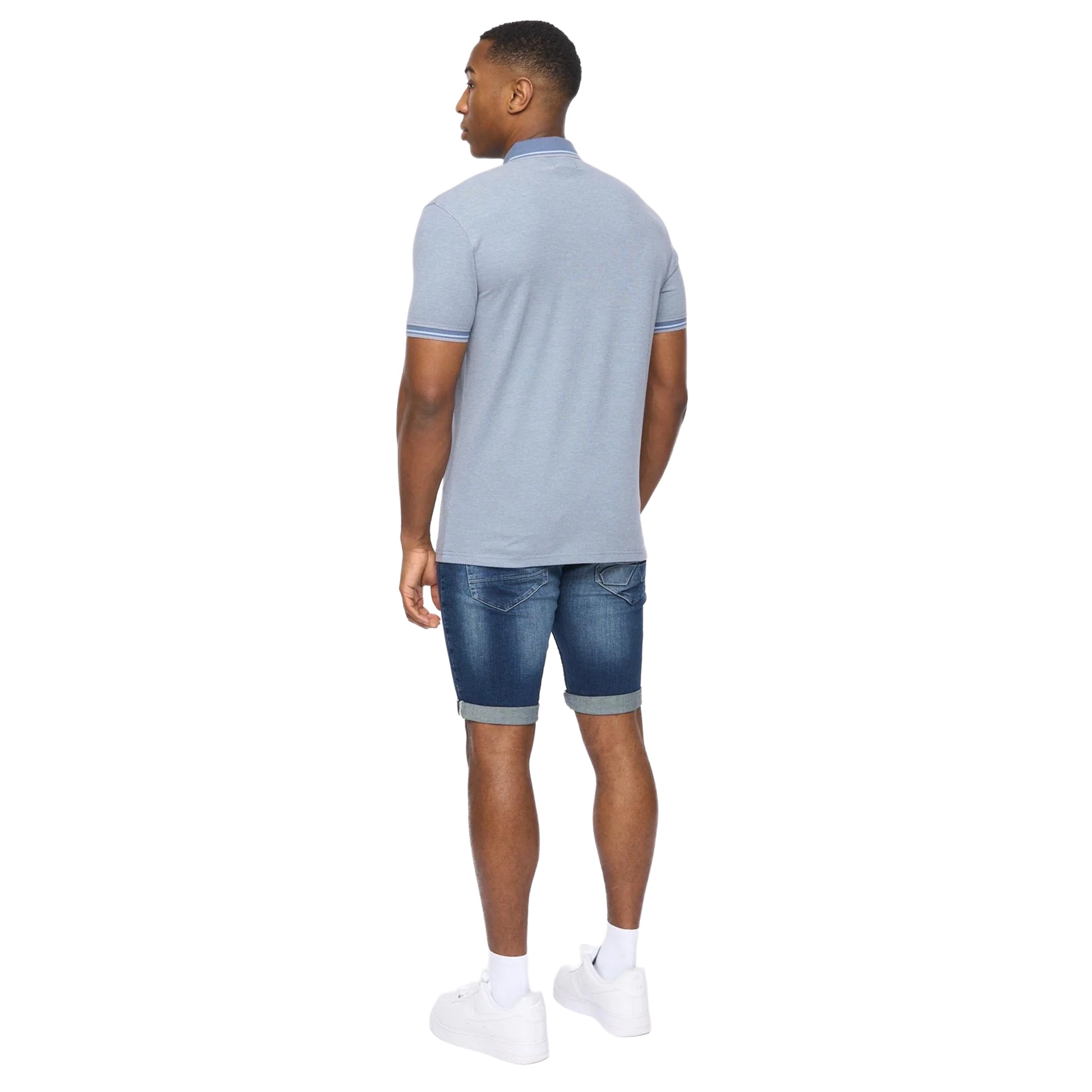 Light Blue - Back - Crosshatch Mens Shellworth Polo Shirt