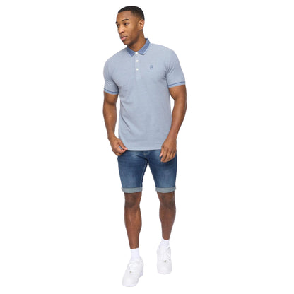 Light Blue - Side - Crosshatch Mens Shellworth Polo Shirt