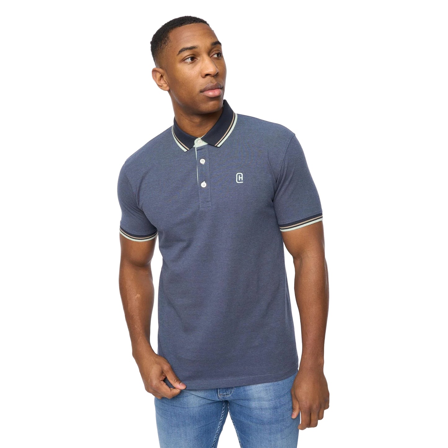 Navy - Front - Crosshatch Mens Shellworth Polo Shirt