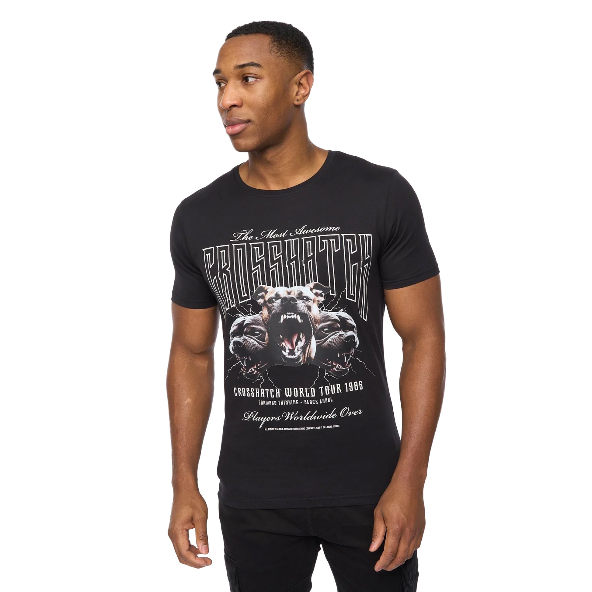 Black - Front - Crosshatch Mens Dogz T-Shirt