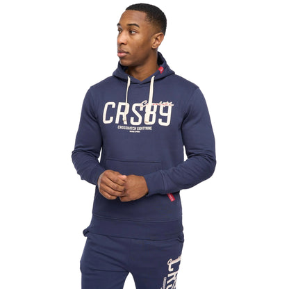 Navy - Front - Crosshatch Mens Ellsworth Hoodie