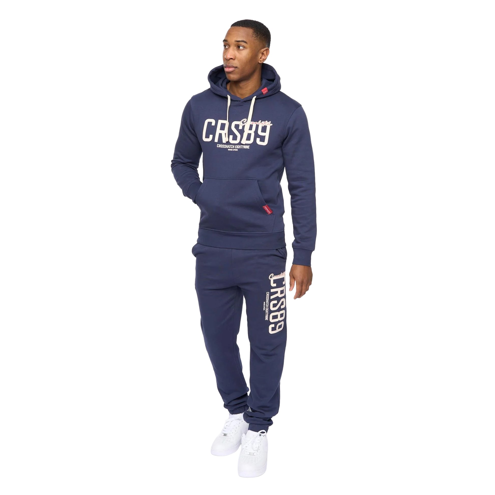 Navy - Side - Crosshatch Mens Ellsworth Hoodie