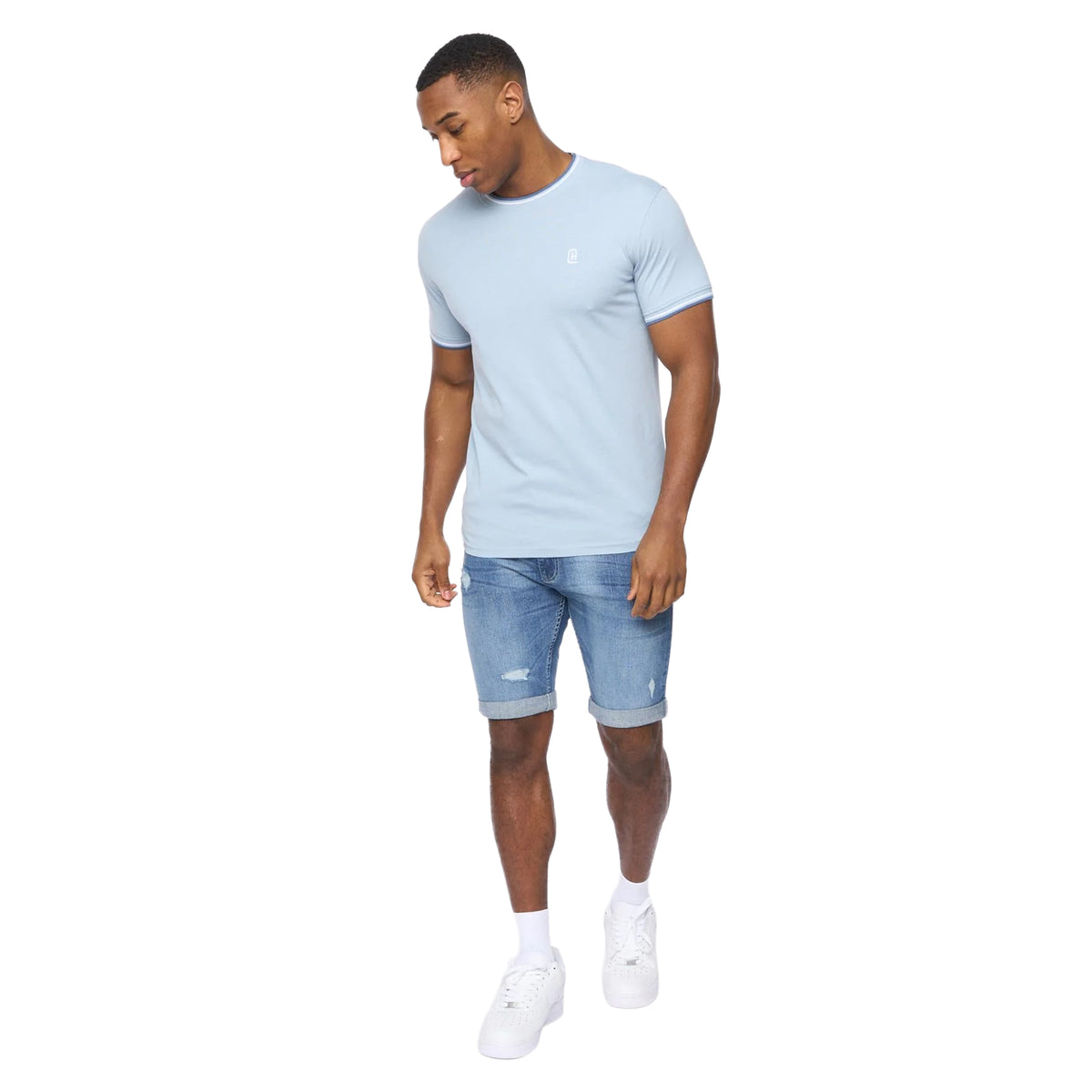 Light Blue - Side - Crosshatch Mens Shellworth T-Shirt