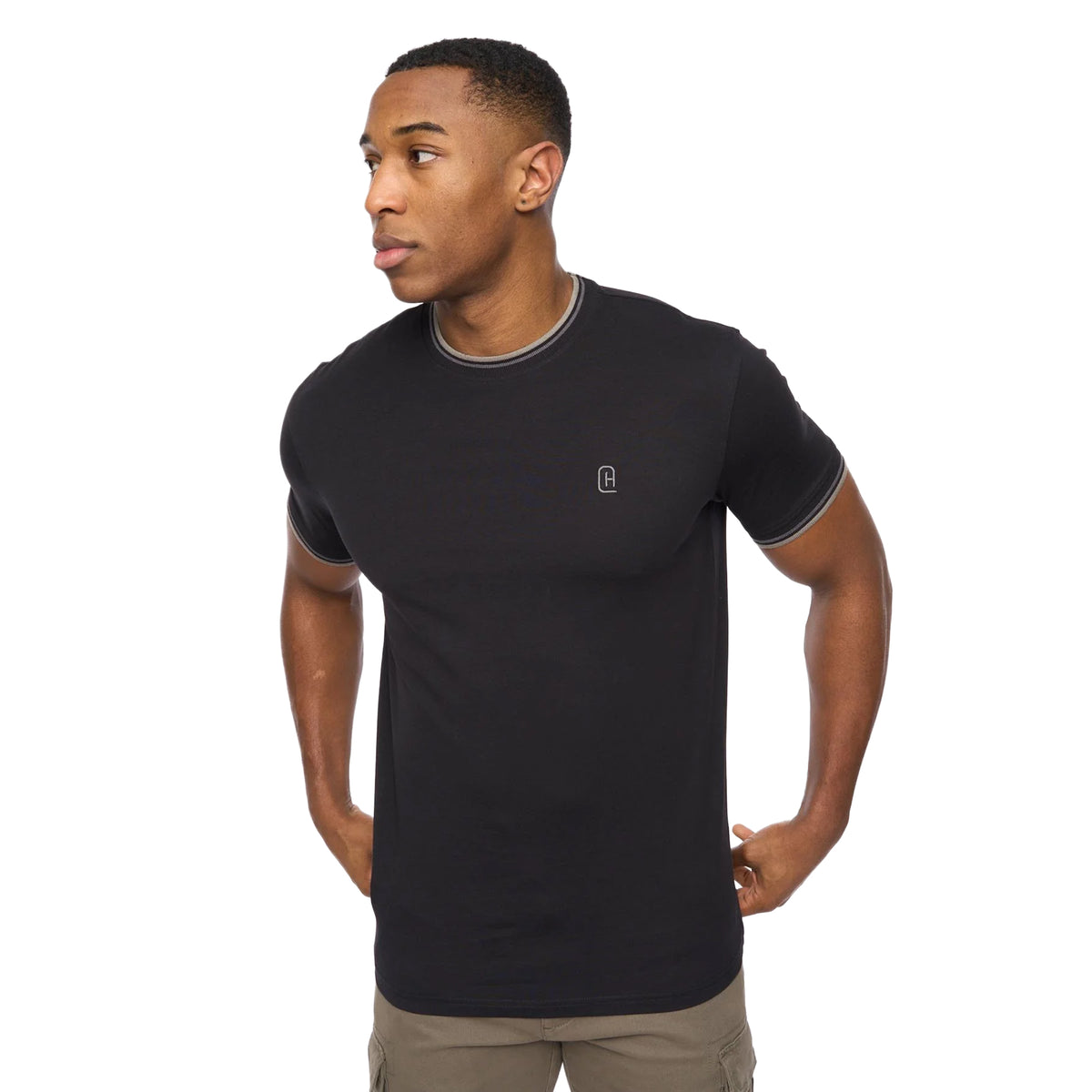 Black - Front - Crosshatch Mens Shellworth T-Shirt