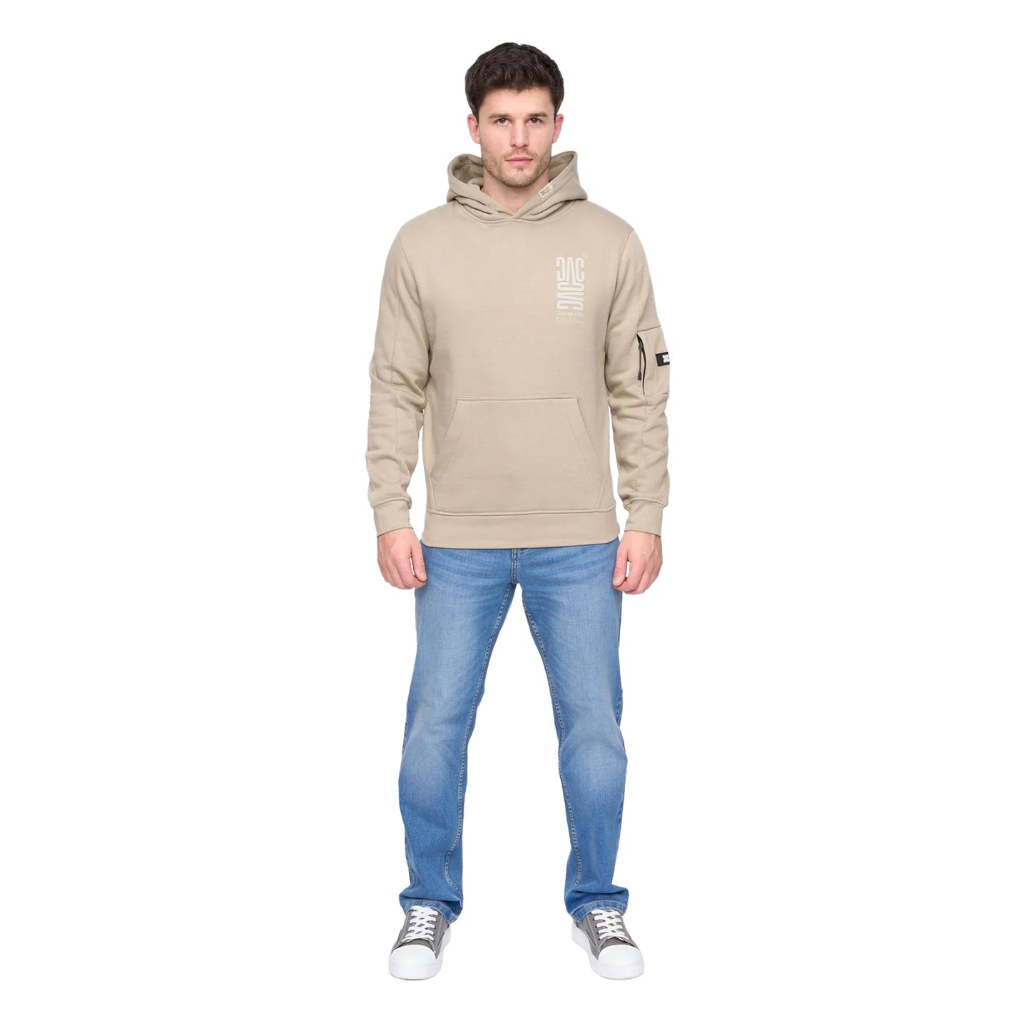Light Pebble - Side - Duck and Cover Mens Tremake Hoodie