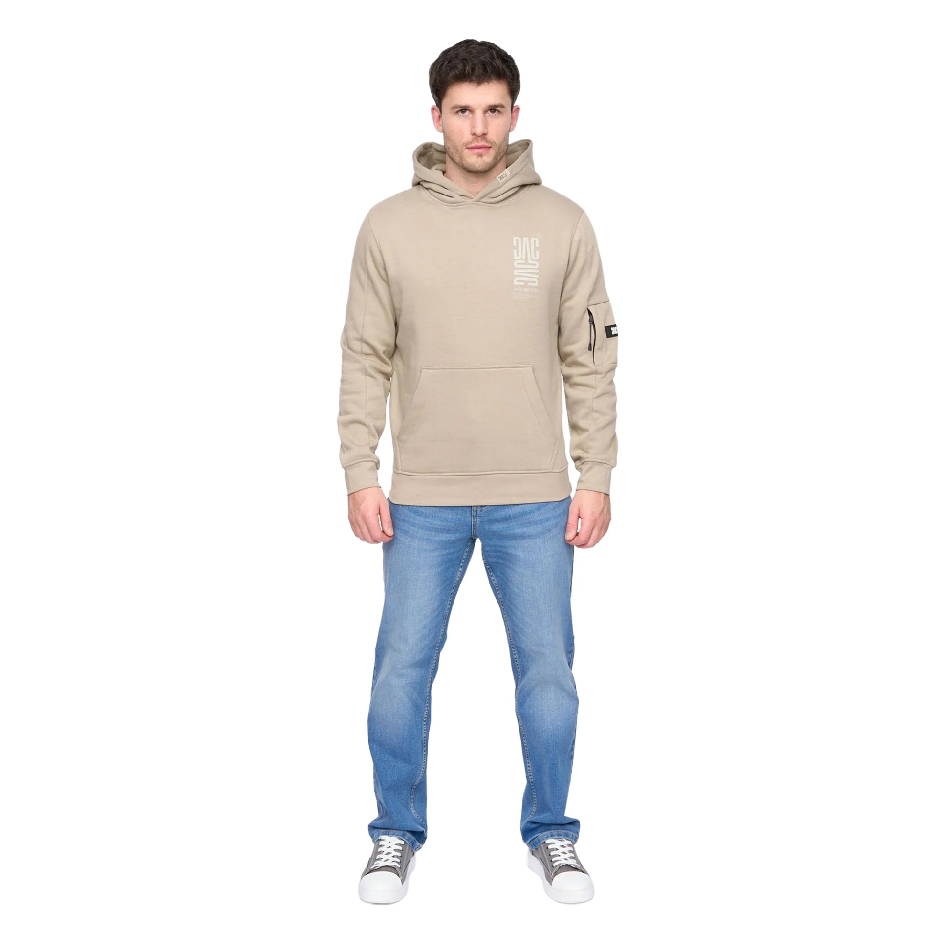 Light Pebble - Side - Duck and Cover Mens Tremake Hoodie