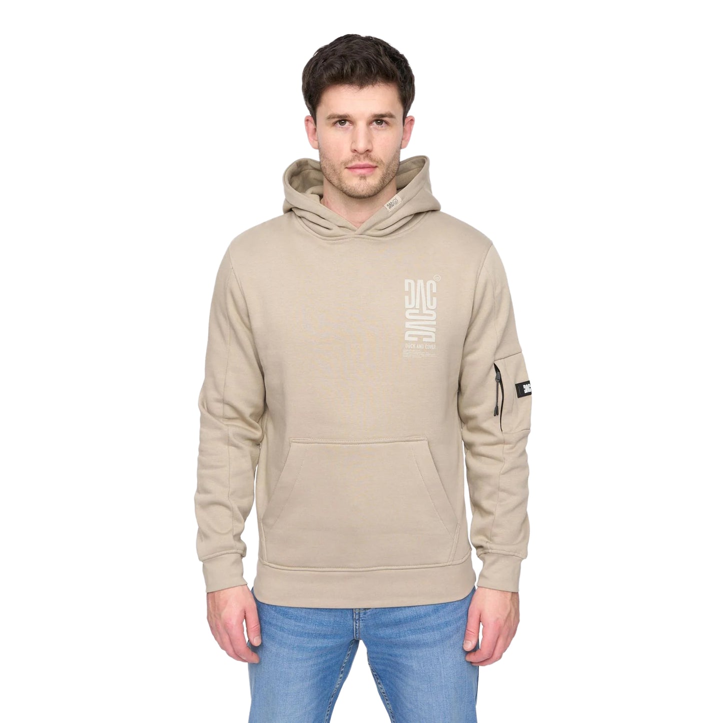 Light Pebble - Front - Duck and Cover Mens Tremake Hoodie