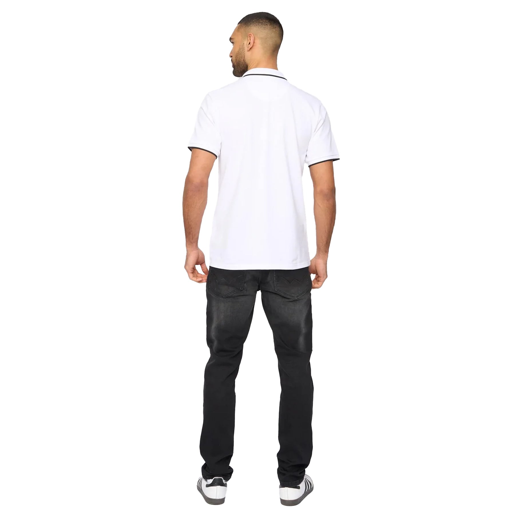 White - Back - Bewley & Ritch Mens Oakden Front Zip Polo Shirt