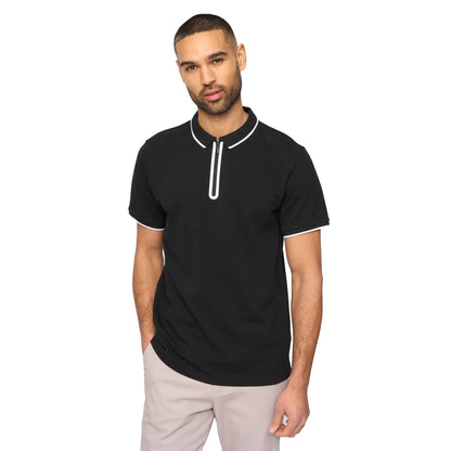 Black - Front - Bewley & Ritch Mens Oakden Front Zip Polo Shirt