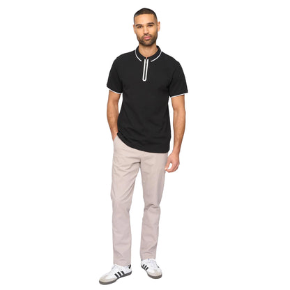 Black - Side - Bewley & Ritch Mens Oakden Front Zip Polo Shirt