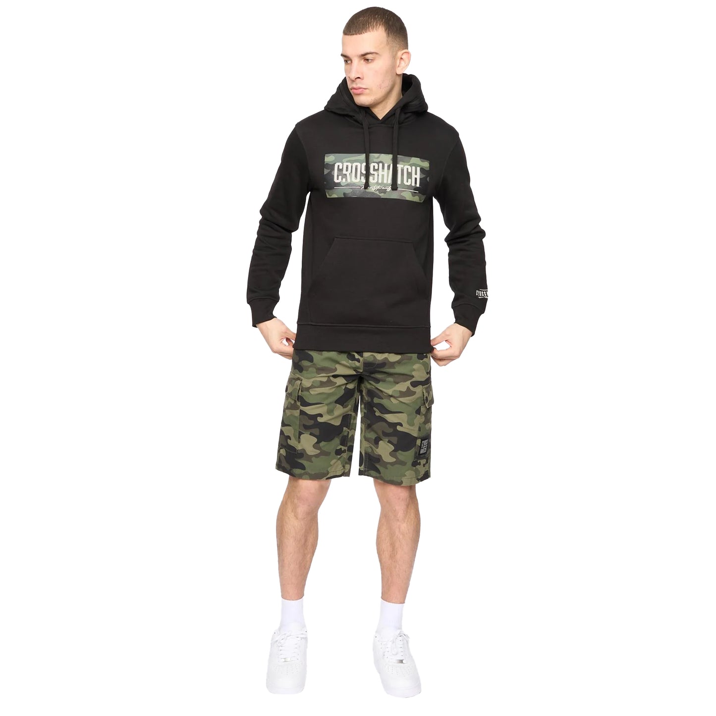 Black - Side - Crosshatch Mens Camtort Hoodie