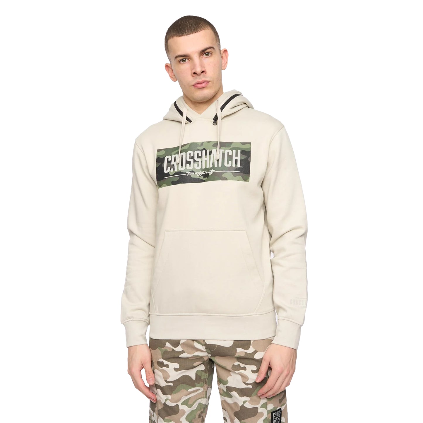 Light Stone - Front - Crosshatch Mens Camtort Hoodie