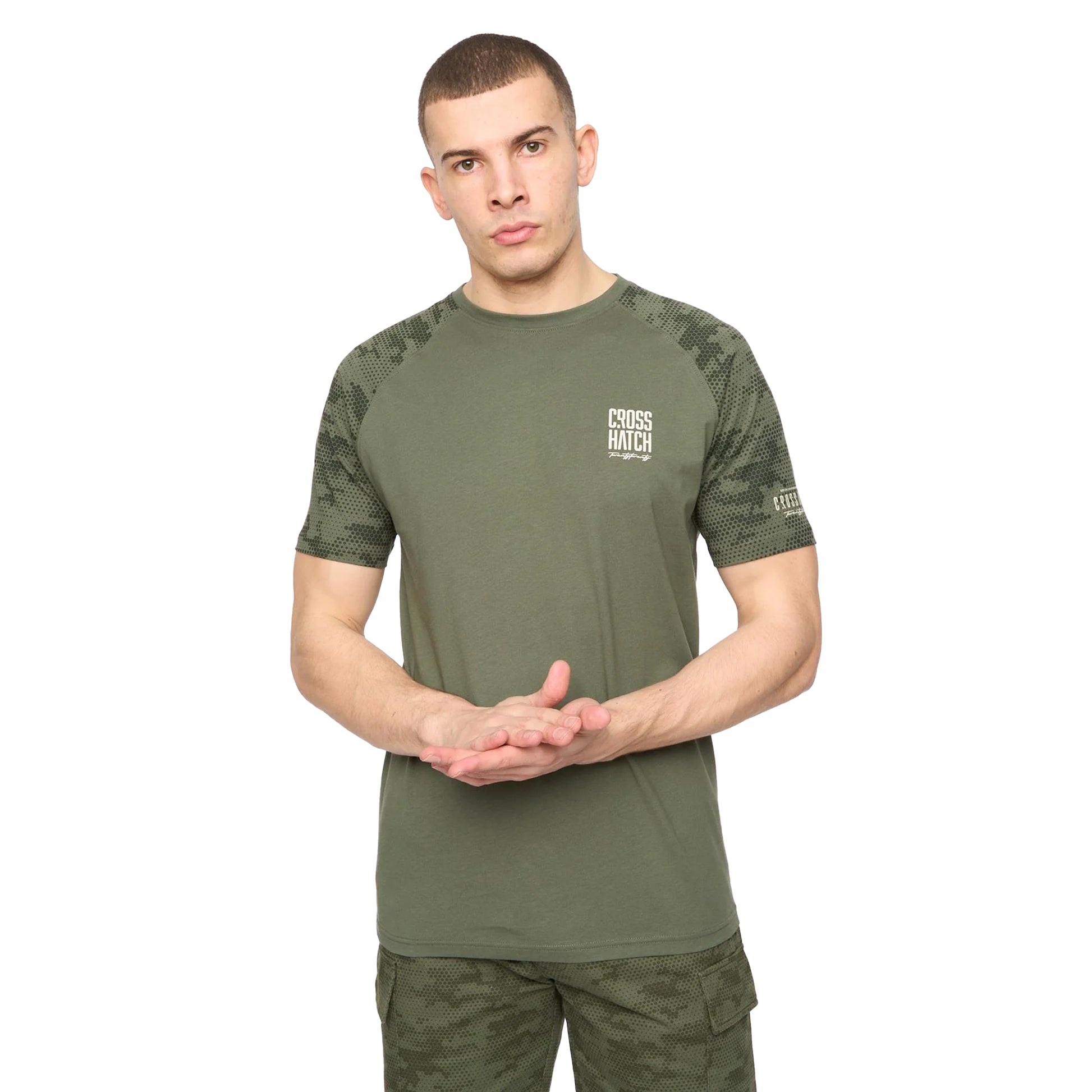 Olive - Front - Crosshatch Mens Janscore T-Shirt